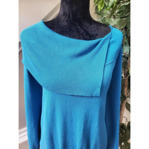 Ounce Women's Solid Blue Viscose Long Sleeve Pullover Knit Sweater Size 2XL - Picture 4 of 11